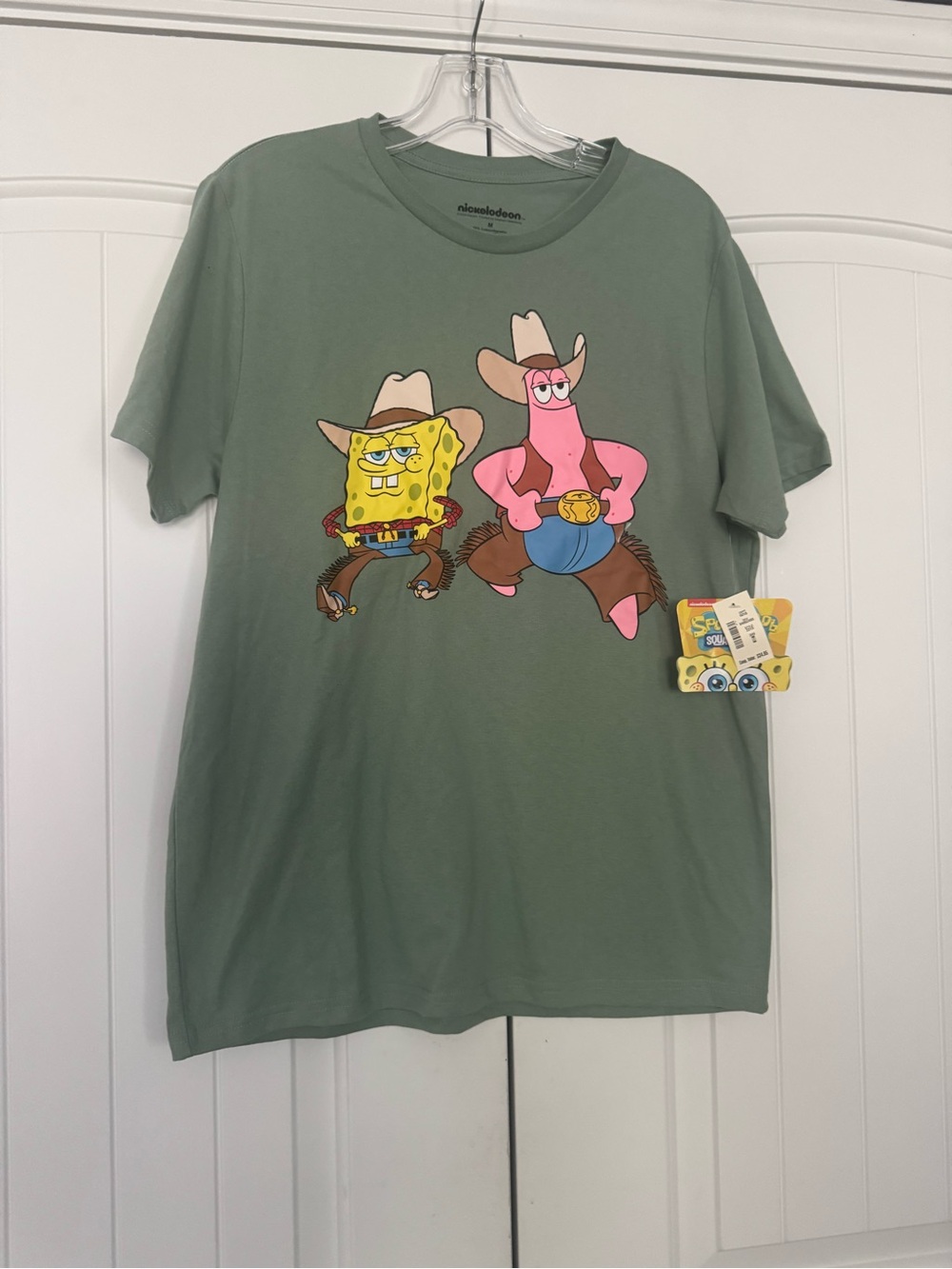 Nickelodeon Sage Green SpongeBob & Patrick Cowboy Graphic Tee